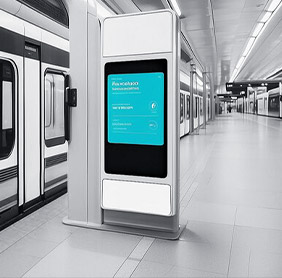 On the subway, digital signage totems can enhance the interaction with tourists