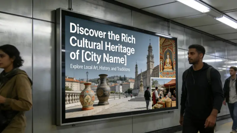 Promote the city using wall-mounted digital signage and subway passenger flow.