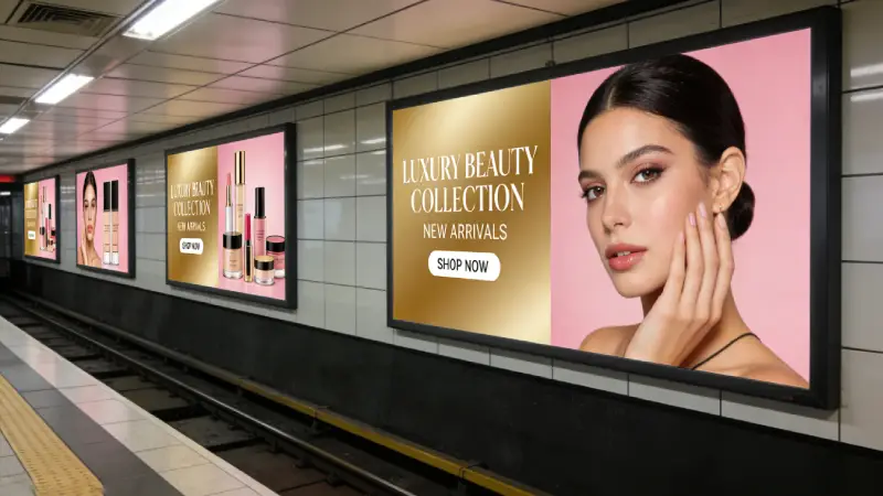 Wall-mounted digital signs displaying cosmetic advertisements are generating additional revenue for subway stations.